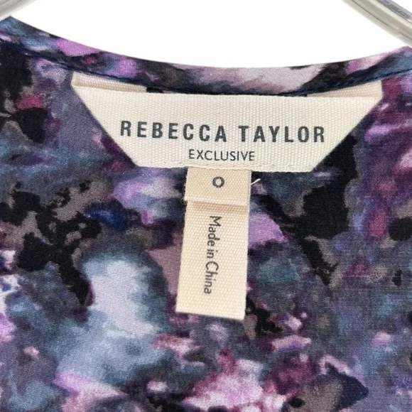 Rebecca Taylor - “Tapestry Collection ” Floral, Silk Mini Dress - Size 0, Purple - Picture 16 of 16